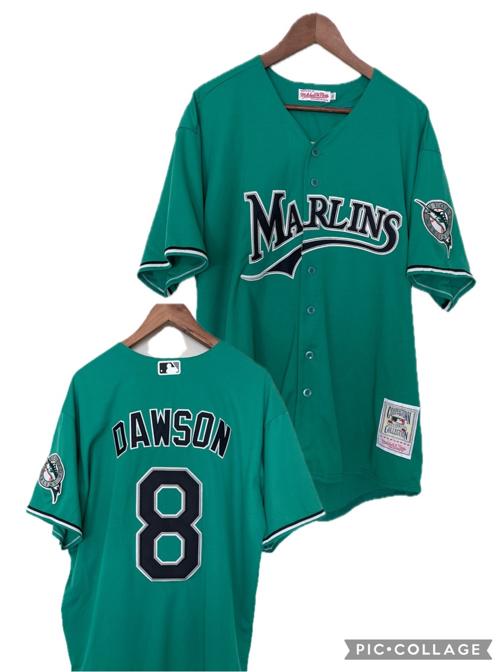 Mitchell & Ness Andre Dawson Marlins Jersey XL #8 Green Cooperstown Baseball